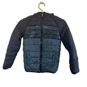 Under Armour Boys Youth S Black Gray Camo Hooded Winter Puffer Jacket